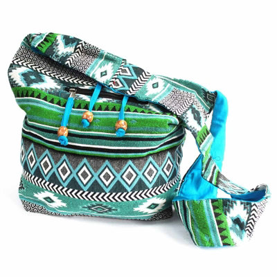  - Jacquard Teal Student Backpack Woven Fabric School College Bag
