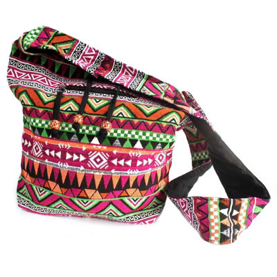  - Jacquard Pink Student Backpack Woven Fabric School College Bag