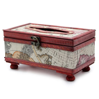 Tissue Box Old Map with Legs Vintage Boxes Decorative Home - Image 3
