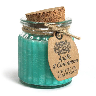 Serenityy Apple & Cinnamon Soy Pot Of Fragrance Candle In Reusable Blue Glass Jar With Cork Lid120 GApprox. 20-Hour Burn from B&Q