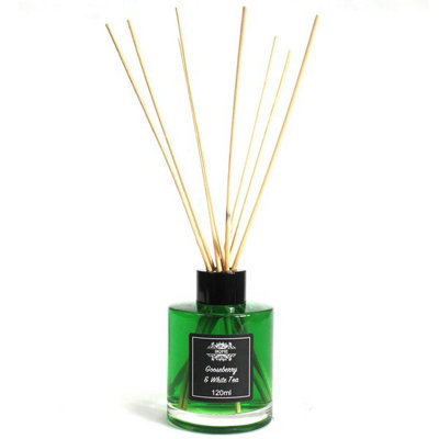B&Q -  120Ml Reed DiffuserGooseberry & White TeaChunky Glass BottleUp To 12 Weeks Continuous Fragrance