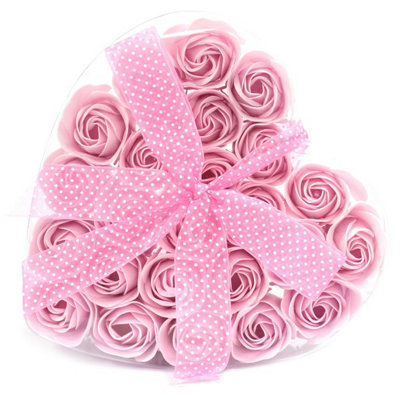 Serenityy Set Of 24 Soap Flower Heart BoxPink Roses from B&Q