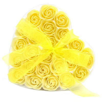 Serenityy Set Of 24 Soap Flower Heart BoxYellow Roses from B&Q