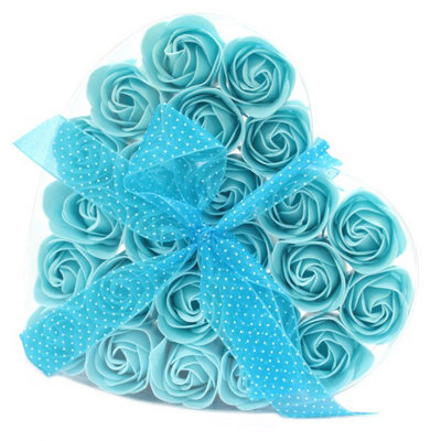 Serenityy Set Of 24 Soap Flower Heart BoxBlue Roses from B&Q