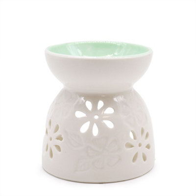 Serenityy Classic White Ceramic Oil BurnerFloral Design With Tealight WellGloss Finish239G from B&Q