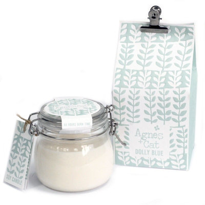 Serenityy Agnes + Cat Kilner Jar Candle 400MlDolly Blue Soft Powdery FragranceReusable Glass Jar from B&Q