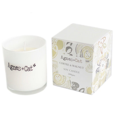 Serenityy Coffee & Walnut Soy Wax Canlde 200GFrosted GlassGoft BoxHome Fragrance from B&Q