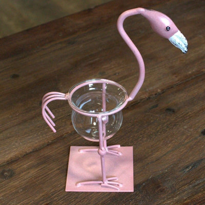 Serenityy Hydroponic Home Décor Pink Flamingo Metal Frame With Glass Test TubesWooden BaseEco Materials1 Pack from B&Q