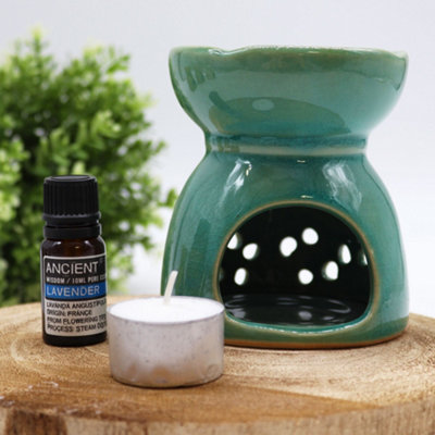 Serenityy Tree Of Life Ceramic Oil Burner BlueGloss Glazed Fragrance Oil And Wax Melt Diffuser400G from B&Q