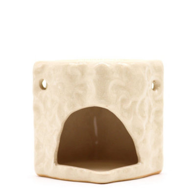 Serenityy Classic Small Square Floral Terracotta-Style Ceramic Oil BurnerGloss Finish190G from B&Q
