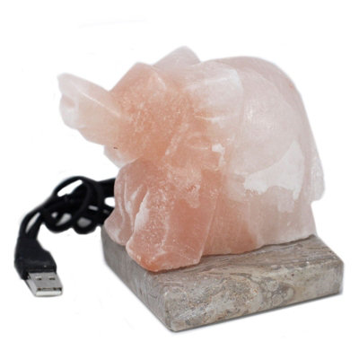 Serenityy Multicolour Elephant-Shaped Himalayan Salt Lamp With Usb And BulbApprox. 830 G