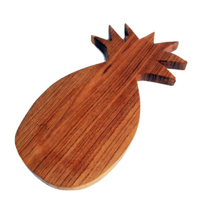 B&Q -  Pineapple-Shaped Teak Wood Chopping Board With Generous Stable Surface