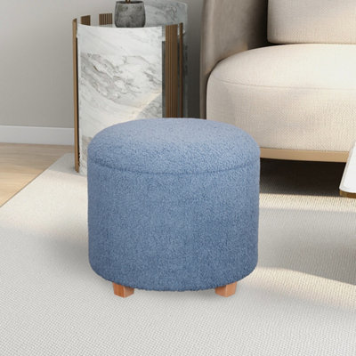 IHIDirect Removeable Lid Boucle Teddy Box Upholstered Pouffe Storage Bench Stool Light Blue from B&Q