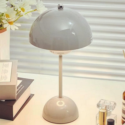 Trixes Rechargeable Grey Mushroom Table LampCordless Dimmable 3 Adjustable Led Light Colours from B&Q