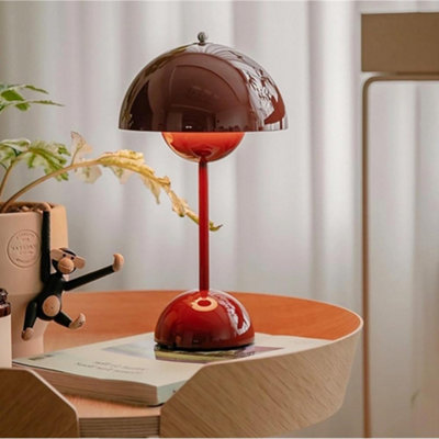 Trixes Rechargeable Mushroom Table LampWine Red BistroCordless With 2000 Mah Battery For Longer UseFully Dimmable3 from B&Q
