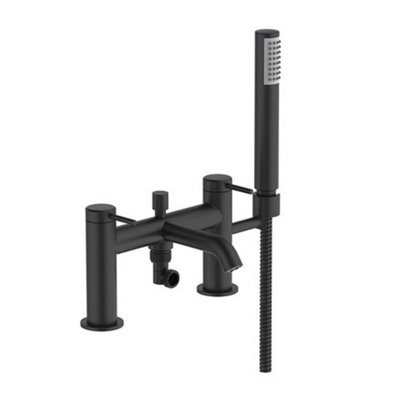 B&Q - Hoxton Bath Shower Mixer Tap Matt Black Finish 2 Tap Hole  Bathrooms