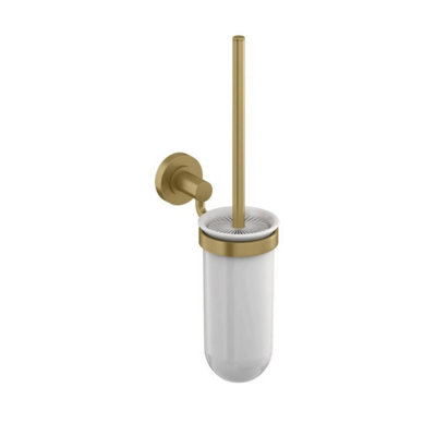 B&Q - Hoxton Toilet Brush Holder Brushed Brass Finish Wall Mounted  Bathrooms