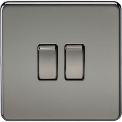 Mla Knightsbridge 10Ax 2 Gang 2-Way Switch Black NickelSf3000Bn from B&Q