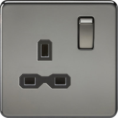 Knightsbridge Screwless 13A 1G Dp Switched SocketBlack Nickel With Black InsertSfr7000Bn from B&Q