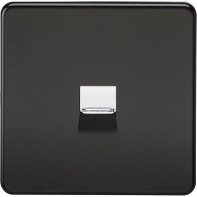 Mla Knightsbridge Telephone Master Socket Matt Black With Chrome Shutter from B&Q