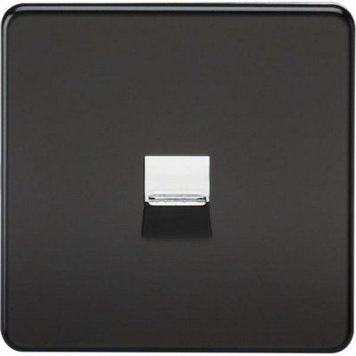 Mla Knightsbridge Telephone Extension Socket Matt Black With Chrome Shutter from B&Q