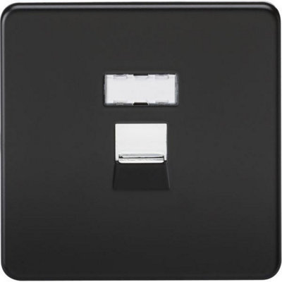 Mla Knightsbridge Rj45 Network Outlet Matt Black With Chrome ShutterSfrj45Mb from B&Q