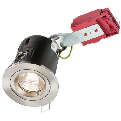 B&Q -  Luminosa Fixed Gu10 Ic Fire-Rated Downlight In Brushed Chrome230V 50W