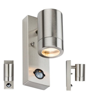 Generic Knightsbridge 230V Ip44 Gu10 Stainless Steel Wall Light With Pir from B&Q