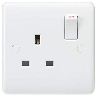 Mla Knightsbridge Curved Edge 13A 1 Gang Dp Switched SocketCu7000 from B&Q