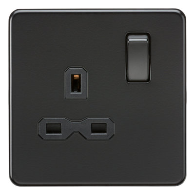 Generic Screwless 13A 1G Dp Switched SocketMatt Black With Black Insert from B&Q