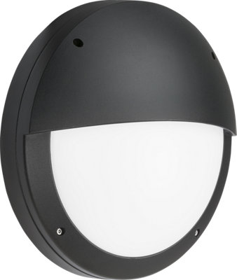 B&Q -  Luminosa Led Eyelid Bulkhead Cct With Emergency & Microwave Sensor Black 230V Ip65 18W