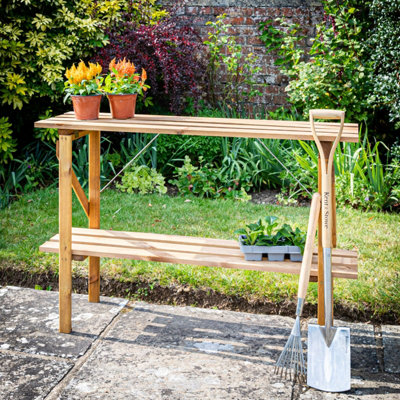 B&Q -  2 Tier Easy Store Treated Pine Wooden Garden Greenhouse Staging 1.22M