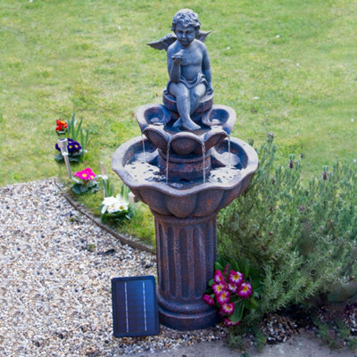 Primrose Minel Solar Powered Bird Bath Garden Water Feature H107Cm from B&Q