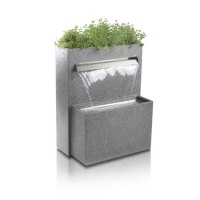 Primrose Cascata Delle Granite Touch Waterfall Planter Water Feature Fountain With Lights H89Cm from B&Q