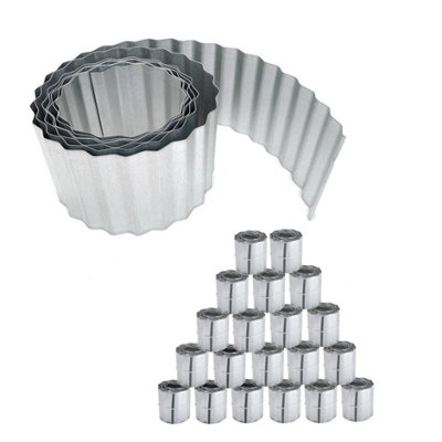 Primrose Zinc Galvanised Steel Lawn Edging Wavy Corrugated Metal 50M from B&Q