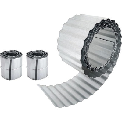 Primrose Zinc Galvanised Steel Lawn Edging Wavy Corrugated Metal 10M from B&Q