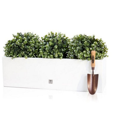 80 X 24Cm Gloss Fibreglass Trough Planter In WhiteBy Primrose™ from B&Q