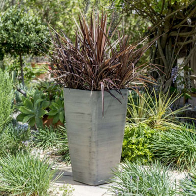 Primrose White Cortina Grey Flared Square Planter For Outdoor Gardens And Patios 76Cm from B&Q