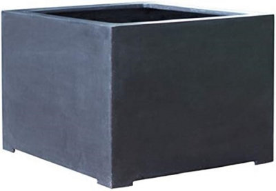 Primrose Outdoor Black Polystone Cube Square Patio Planter 100Cm from B&Q