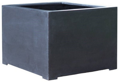 Primrose Titanic Black Poly-Terrazzo Cube Planter 85Cm from B&Q