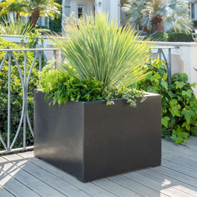 Primrose Titanic Black Polystone Cube Planter 70Cm from B&Q