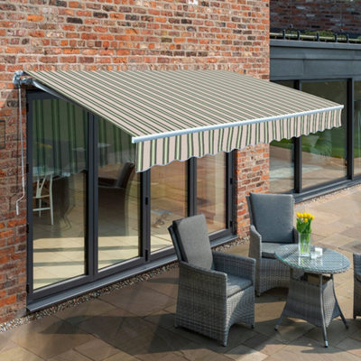 Primrose Awnings 3.0M X 2.5M Retractable Electric Multistripe Awning Outdoor Patio Canopy from B&Q