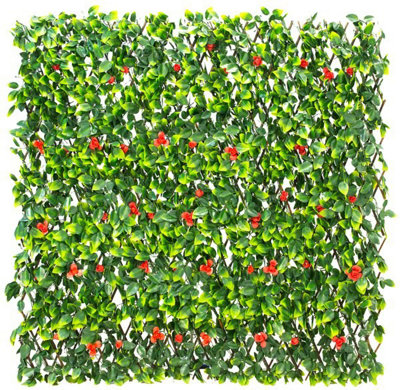 Primrose Extendable Artificial Flower Outdoor Screening Trellis (Red) 1M X 2M from B&Q