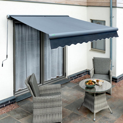 Primrose Awnings 5.0M X 3.0M Retractable Electric Full Cassette Charcoal Frame Charcoal Awning Outdoor Patio Canopy from B&Q
