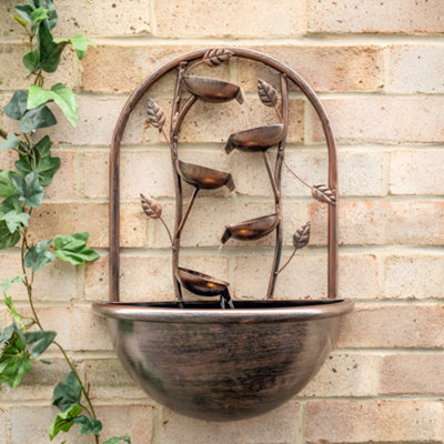 Primrose Olso Cascading Leaf Wall-Mounted Water Feature With Lights H55Cm from B&Q
