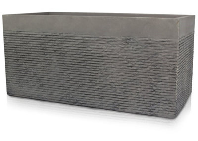 L80Cm Large Light Grey Fibrecotta Brick Design Trough PlanterBy Primrose™ from B&Q
