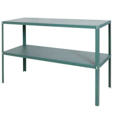 B&Q -  Traditional 2 Tier Greenhouse Staging Shelf Workbench In Green 118Cm