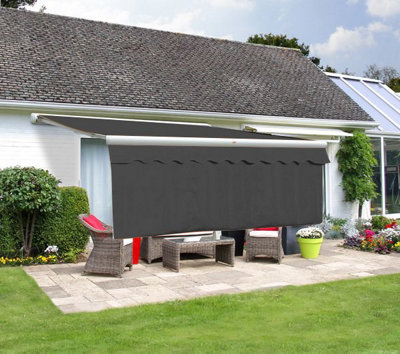 Primrose Awnings Primrose 2.5M X 1.0M Awning Dropdown Front Valance Charcoal Sun Shade Accessory 280Gsm Fabric from B&Q