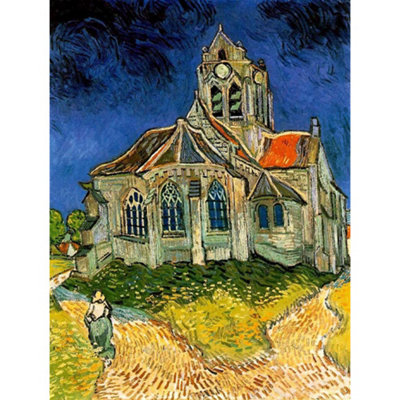 Artery8 Unframed Wall Art Vincent Van Gogh Church At Auvers 1890 Old Master Painting12X16 Inch from B&Q