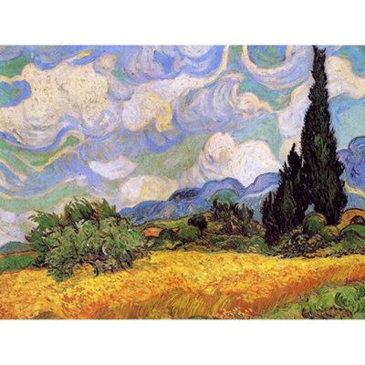Artery8 Unframed Wall Art Vincent Van Gogh Wheat Field With Cypresses 1889 Painting12X16 Inch from B&Q